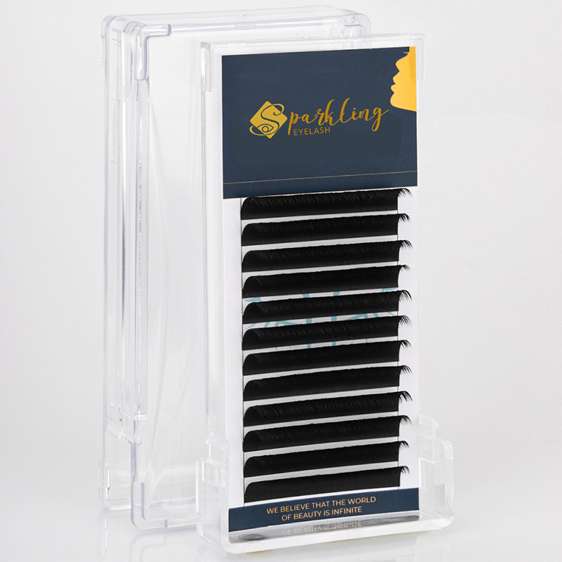 12 شريطًا من Easy Fan Volume Lash Extensions 0.07 D Curl Korean PBT Lashes