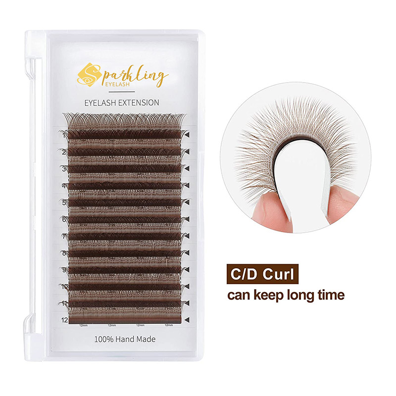 YY Eyelashes Extension Lashes Brown C Curler 0.07mm 8-15mm مختلط Lash